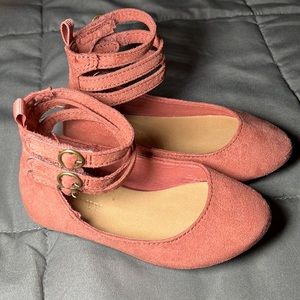 Old navy faux suede ballet flats “dusty red” for toddler